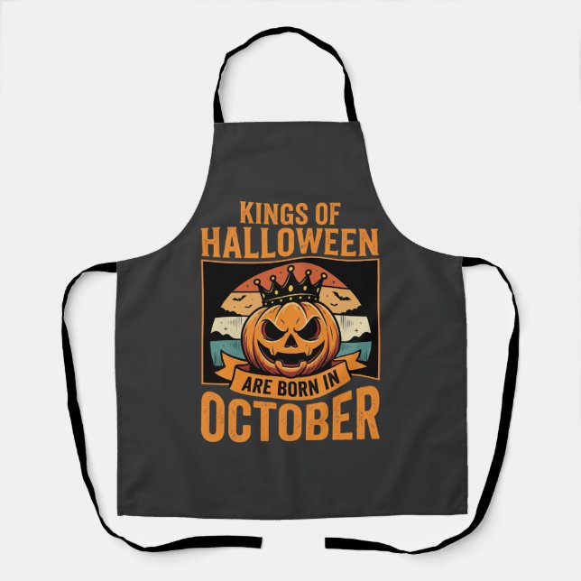 Halloween October Pumpkin King Birthday Design Apron (Front)