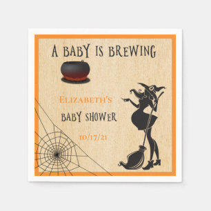 Halloween October Witch Brewing Baby Shower Napkin