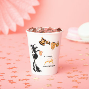 Halloween October Witch Pumpkin Baby Shower Paper Cups