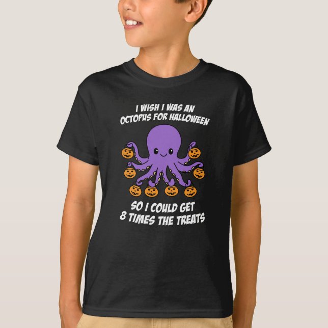 Halloween Octopus Funny Treats T-Shirt (Front)