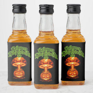 Halloween of Mass Destruction Nuclear Jack-o'-Lant Liquor Bottle Label