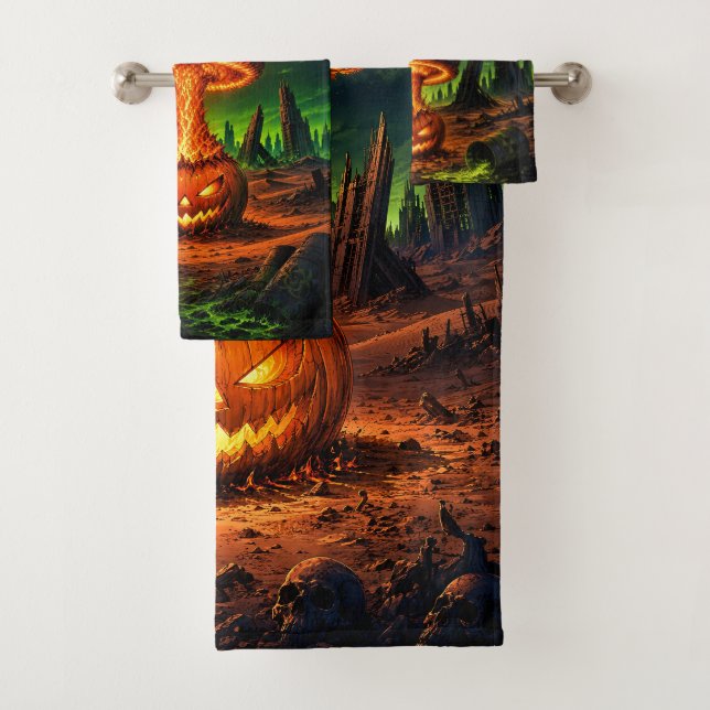 Halloween of Mass Destruction Radioactive Pumpkin  Bath Towel Set (Insitu)