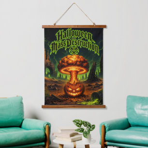Halloween of Mass Destruction Radioactive Pumpkin  Hanging Tapestry