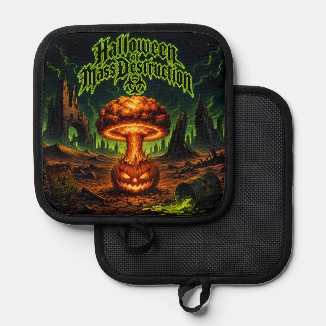 Halloween of Mass Destruction Radioactive Pumpkin  Pot Holder (Front/Back)