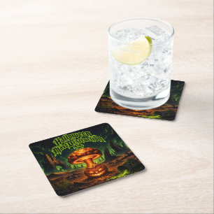 Halloween of Mass Destruction Radioactive Pumpkin Square Paper Coaster