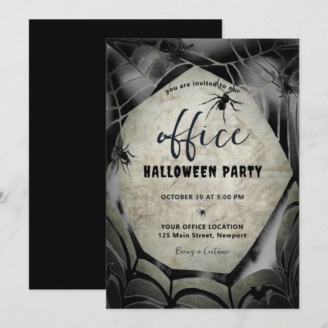 Halloween Office Party Business Corporate Spiders Invitation (Front/Back)
