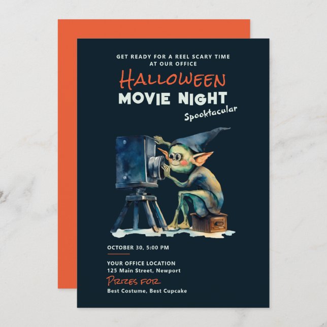 Halloween Office Party Business Movie Gremlin Dark Invitation (Front/Back)