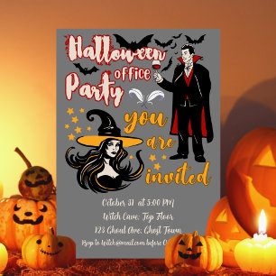 Halloween Office Party Dracula Witch Invitation