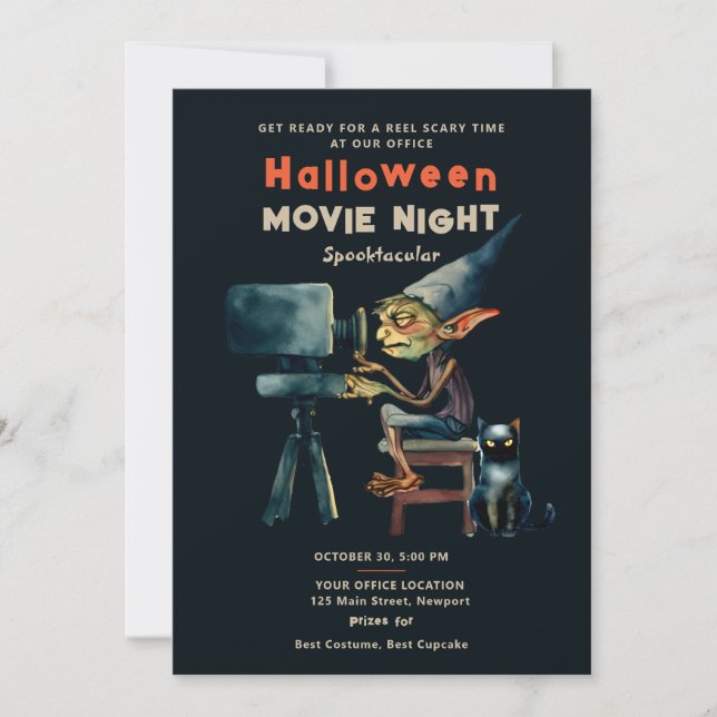 Halloween Office Party Movie Gremlin Black Cat Invitation (Front)