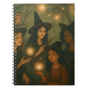 Halloween Oil Painting of Witches in the Woods Notebook