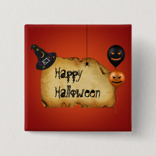 Halloween Old Parchment Greeting - Button
