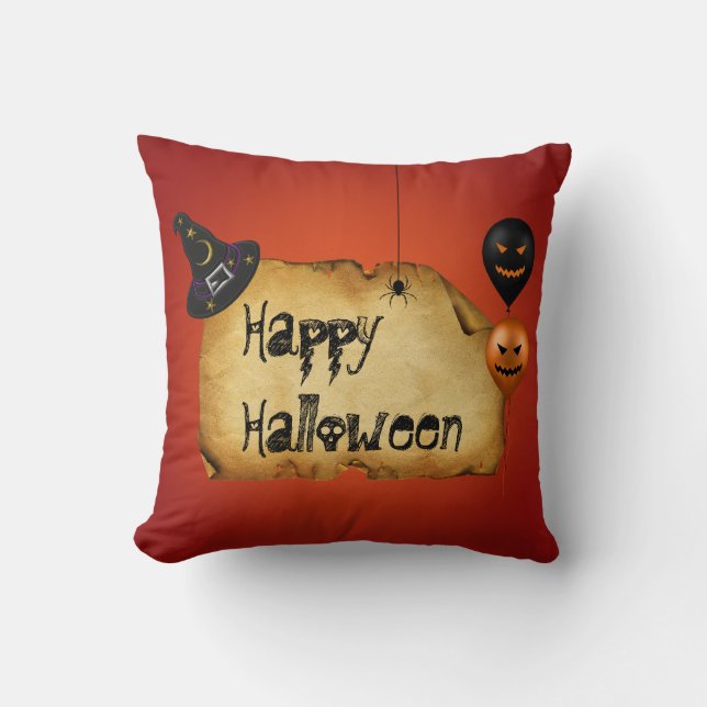 Halloween Old Parchment Greeting Cushion (Front)