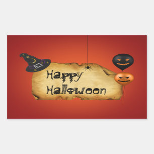 Halloween Old Parchment Greeting Rectangular Sticker