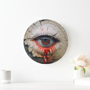 Halloween One Eye That Cries Blood Wall Clock