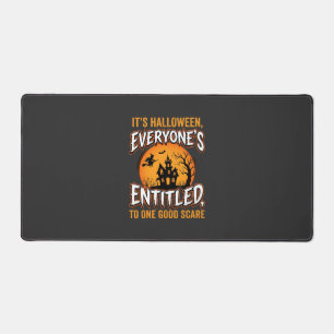 Halloween One Good Scare Haunted House Quote Desk Mat