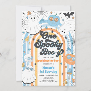 Halloween One Spooky Boo-y Ghost 1st Birthday Invitation