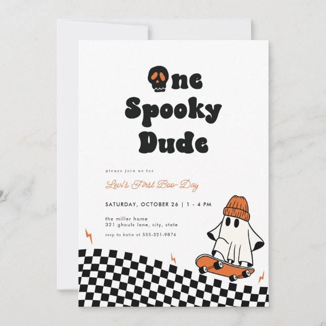 Halloween One Spooky Dude First Birthday Invite (Front)