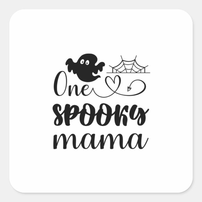Halloween One Spooky Mama Birthday Square Sticker (Front)