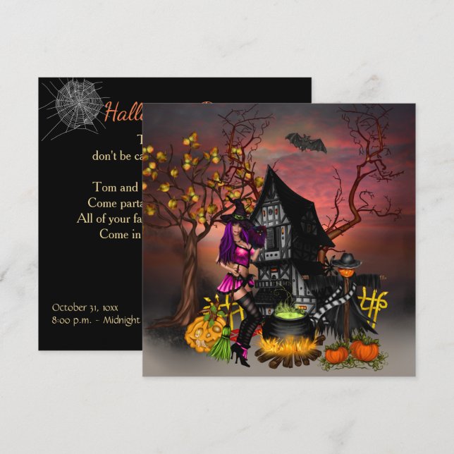 Halloween Open House Costume Party Invitation (Front/Back)