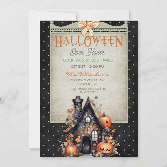 Halloween Open House Haunted Autumn Pumpkins Invitation (Front)