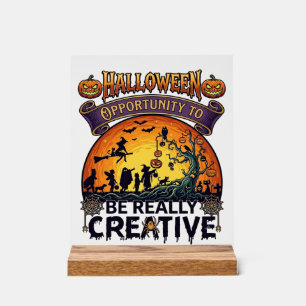 Halloween Opportunity Be Really Creative Witch Tre Acrylic Sign