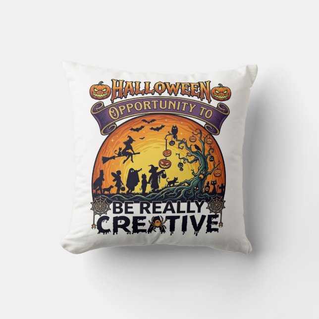 Halloween Opportunity Be Really Creative Witch Tre Cushion (Front)