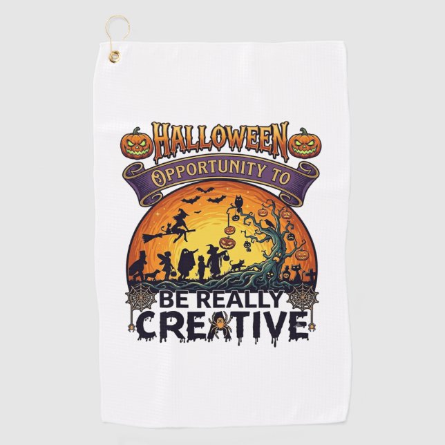 Halloween Opportunity Be Really Creative Witch Tre Golf Towel (Front)