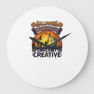 Halloween Opportunity Be Really Creative Witch Tre Large Clock