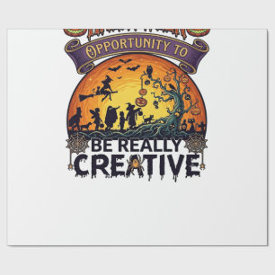 Halloween Opportunity Be Really Creative Witch Tre Wrapping Paper