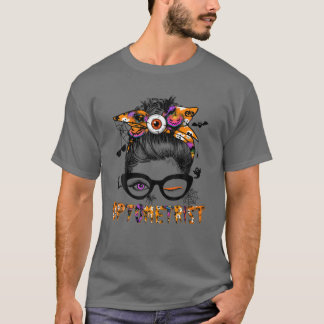 Halloween Optometrist Costume Messy Bun Hair Women T-Shirt