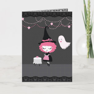 Halloween (or Birthday) Pink Cute Witch card