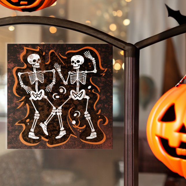 Halloween or Day of the Dead Dancing Skeletons Window Cling (Creator Uploaded)