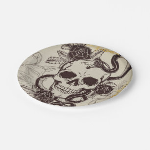 Halloween or wedding place setting skull disposabl paper plate