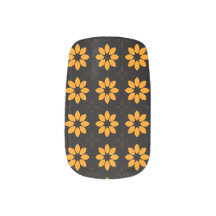 Halloween Orange and Black Abstract Flower Pattern