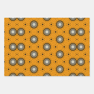 Halloween Orange and Black Abstract Pattern Wrapping Paper Sheet