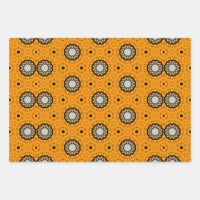 Halloween Orange and Black Abstract Pattern Wrapping Paper Sheet (Front)