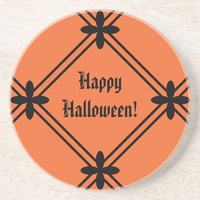 Halloween Orange and Black Pattern Coaster (Front)