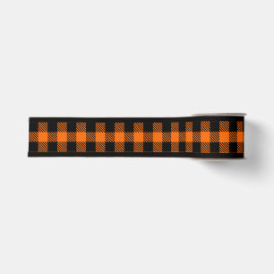 Halloween Orange and Black Plaid Ribbon Grosgrain Ribbon