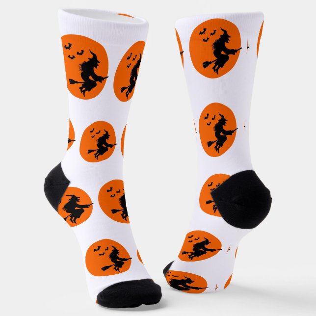 Halloween orange and black socks (Angled)