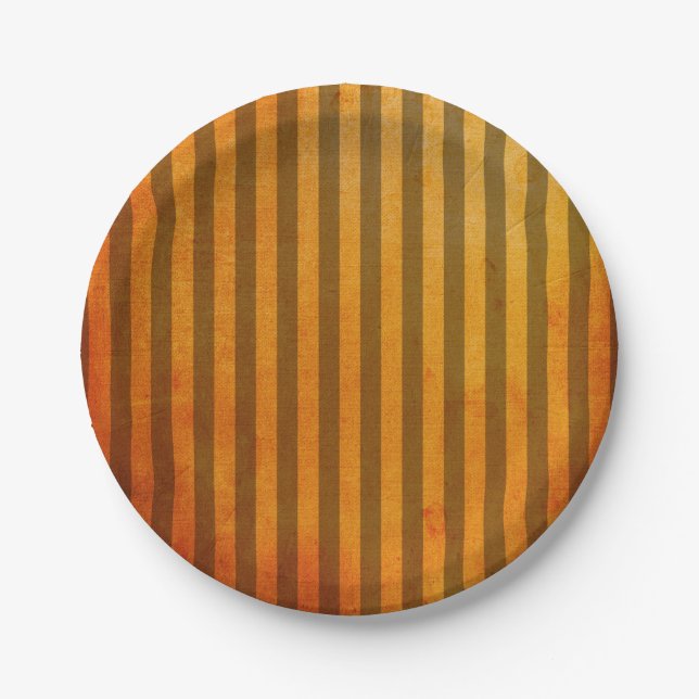 Halloween Orange and Black Stripes Paper Plates (Front)
