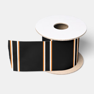 Halloween Orange and White Stripes Satin Ribbon