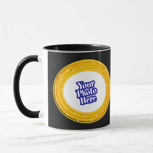 Halloween Orange And Yellow Swirl With Your Photo Mug (Left)