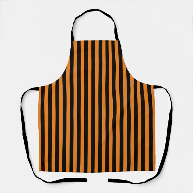 Halloween Orange Black BBQ Kitchen Chef Apron (Front)