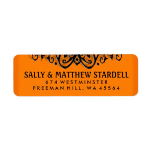 Halloween Orange & Black Elegance Address Label