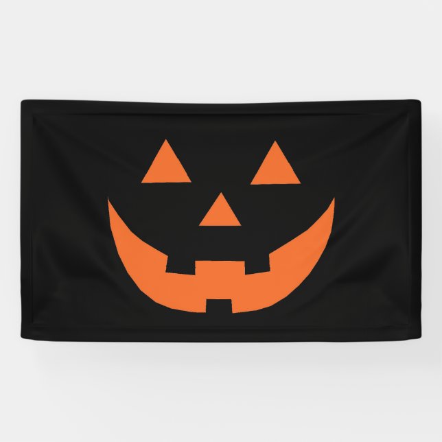 Halloween orange black Jack o lantern pumpkin face Banner (Horizontal)