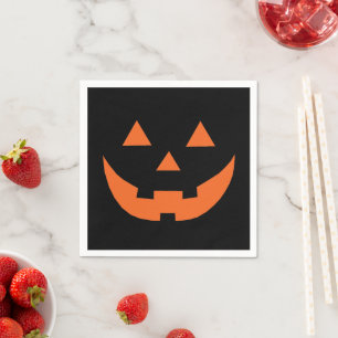 Halloween orange black Jack o lantern scary paper Napkin