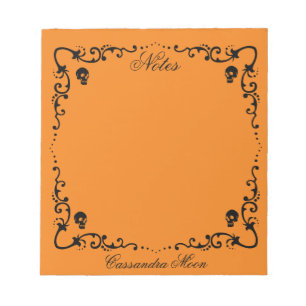 Halloween Orange & Black Magic Border Personalised Notepad