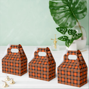 Halloween Orange Black Plaid Favour Box