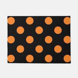 Halloween Orange Black Polka Dot Doormat
