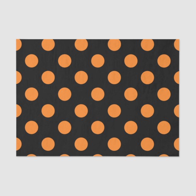 Halloween Orange Black Polka Dot Tissue Paper (Front)